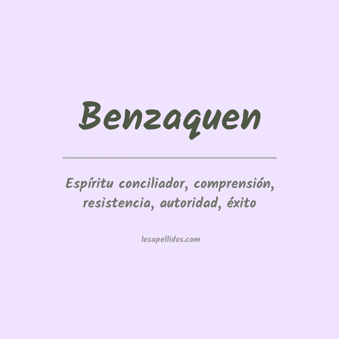 Significado del Apellido Benzaquen