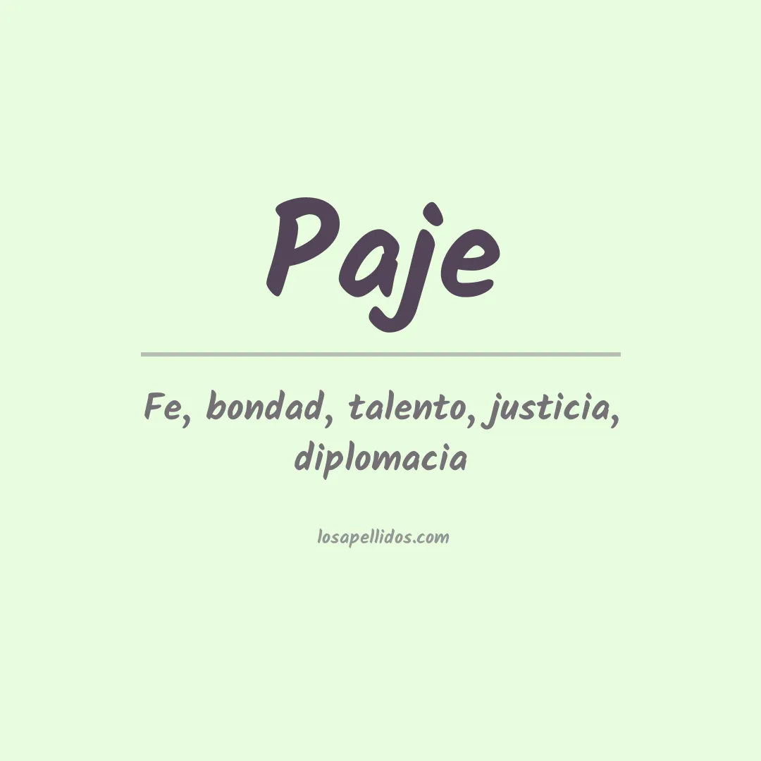 Significado del Apellido Paje
